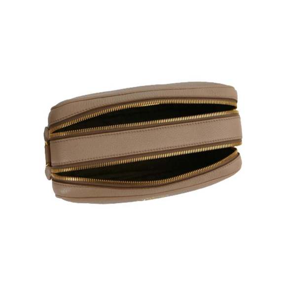 Prada Beige Vitello Phenix Leather Double Zip Crossbody - Picture 4 of 6